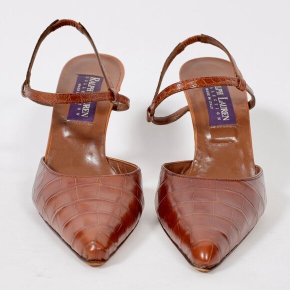 Ralph Lauren Purple Label Collection shoes 7 B crocodile alligator ankle strap - Picture 8 of 8
